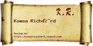 Komsa Richárd névjegykártya